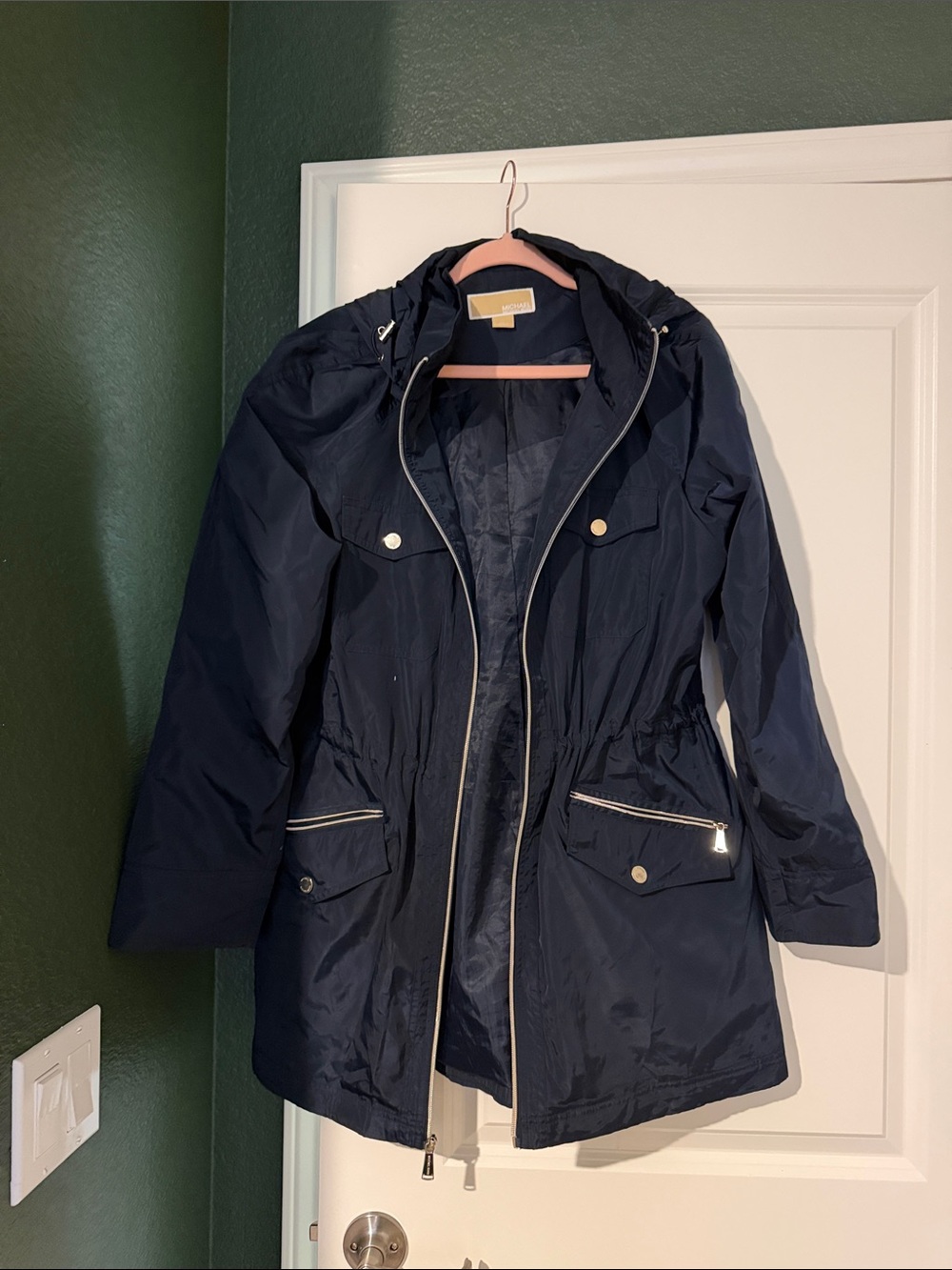 Women’s Navy Hooded Rain Coat